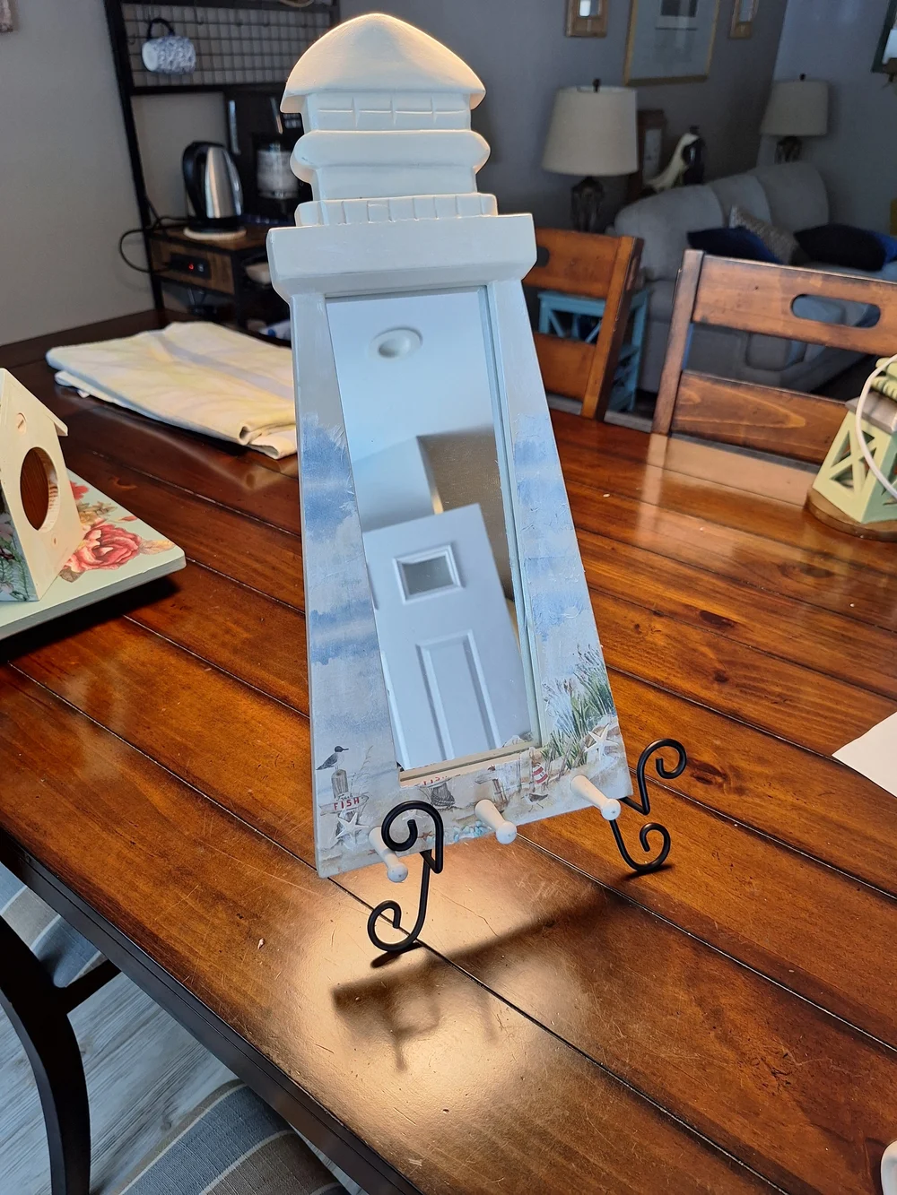 Nautical Lighthouse Accent Mirror in Blue and White